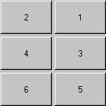 在 3 行中显示 6 个按钮。第 1 行显示按钮 2 然后是按钮 1。
第 2 行显示按钮 4 然后是按钮 3。第 3 行显示按钮 6 然后是按钮 5。